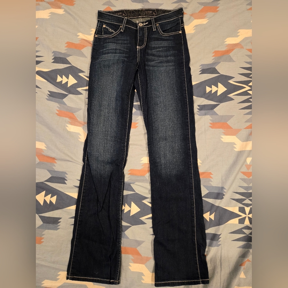 Wrangler Q-Baby Women's Dark Blue Jeans Size 1/2W X 34"L